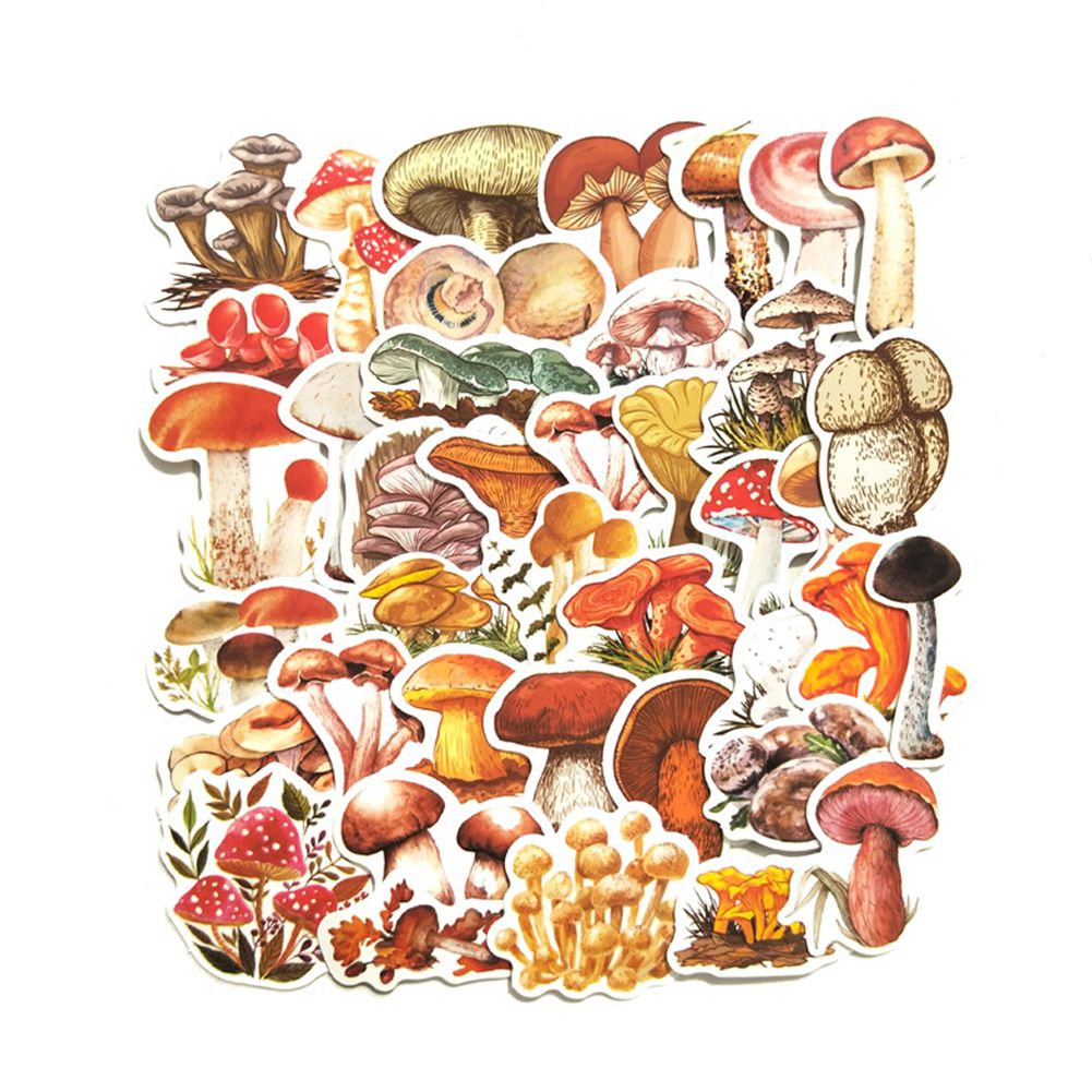 Yfashion 40pcs ni Cartoon Mushroom Stickers Waterproof Journal Scrapbooking Sticker color:as picture show