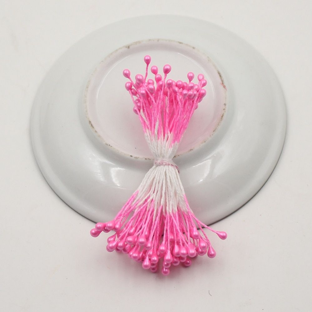 1 Bundle=300PCS Artificial Flower Double Heads Stamen Pearlized For Craft Cards Cakes Decoration Floral DIY Wreath Accessories