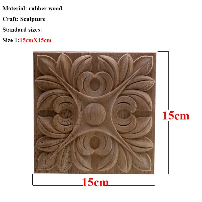 Square Wood Applique Carved Decal Corner Onlay Unpainted Furniture For Vintage Home Decor Door Cabinet Decoration Maison