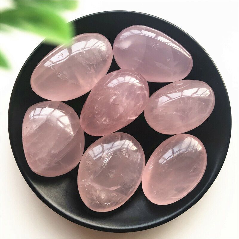 1pc Natural Rose Quartz Crystal Palm Tumbled Stone Healing Specimen Massage Pink Natural Stones and Minerals