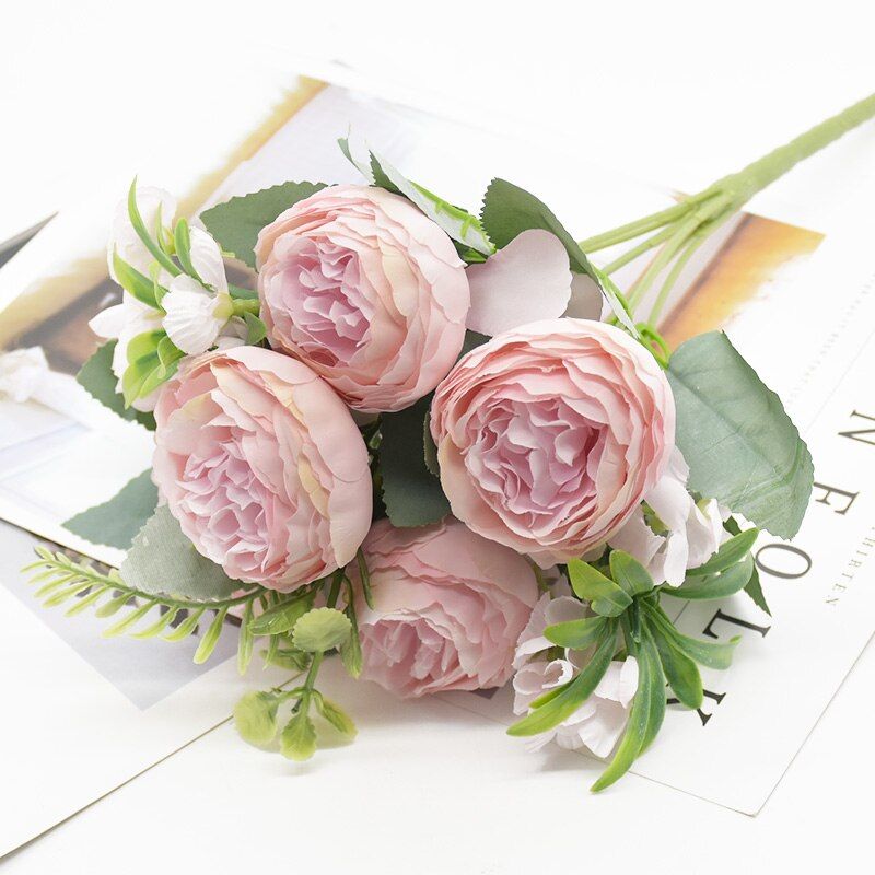 1Bouquet Artificial peony Artificial flower wedding decoration silk flower christmas decoration for home rose bouquet decoration