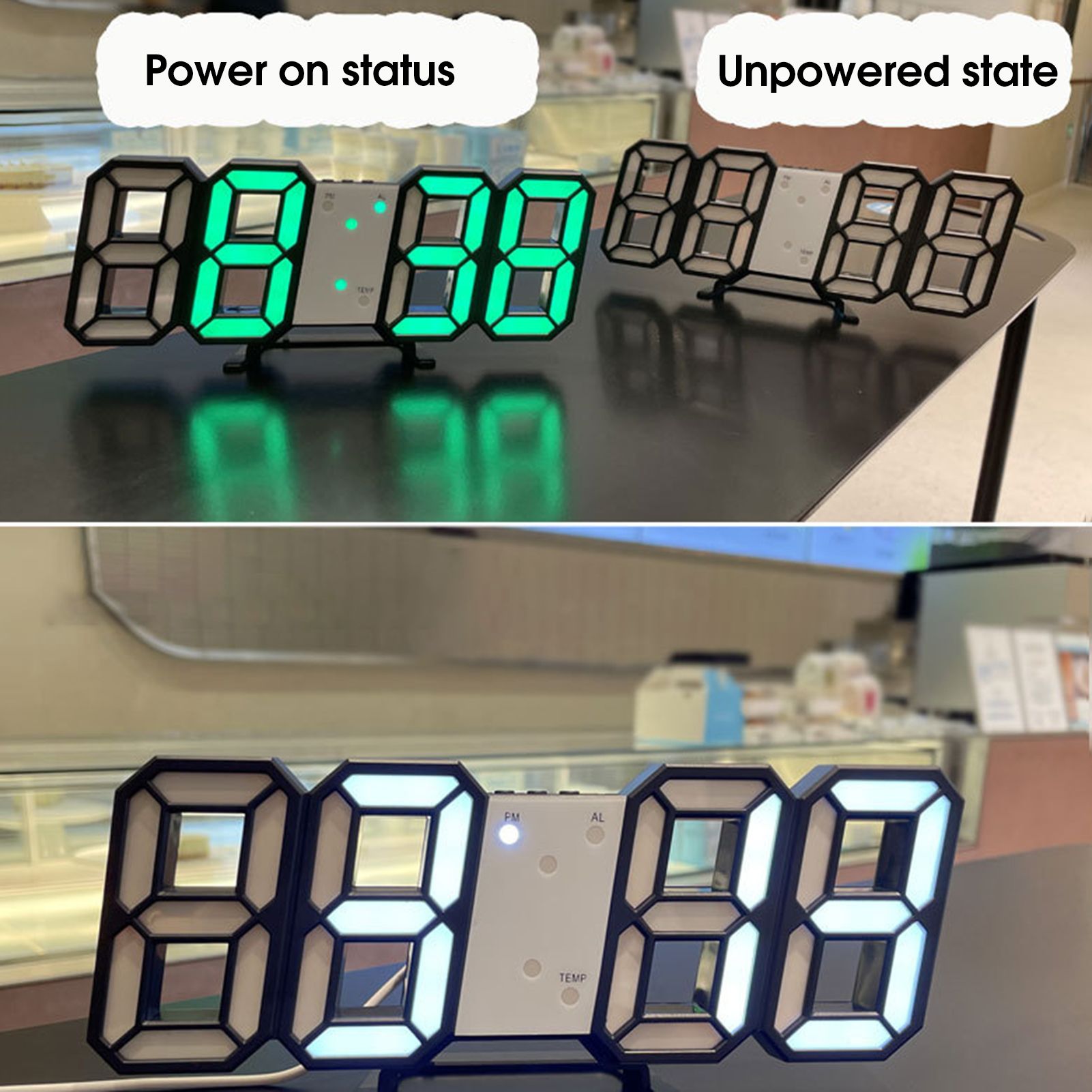 Skymountain Digital Alarm Clock Powerful 3D LED Electronic Wall Alarm Clock
