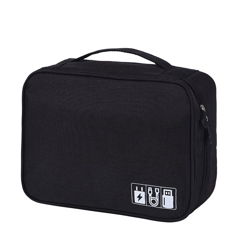 Electronic Digital Storage Bag Cationic Data Cable Storage Bag Multi-Function Flat Digital Bag Black