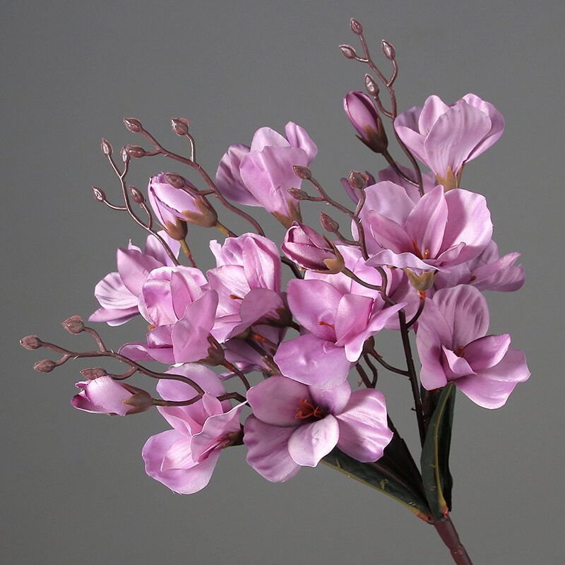 Houseeker 5 Forks 20 Heads Magnolia Flowers Simulation Bouquet Silk Artificial Flower Home Table Living Room Decor Photography Wedding New Year Decoration