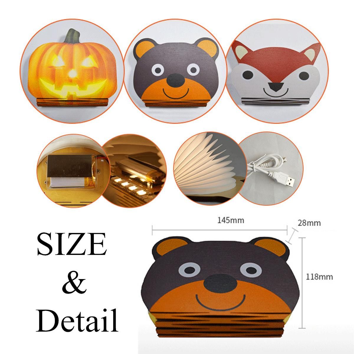 Glogal collection---7 Colors Folding Book LED Night Light USB Rechargeable Bedroom Table Decor Lamp