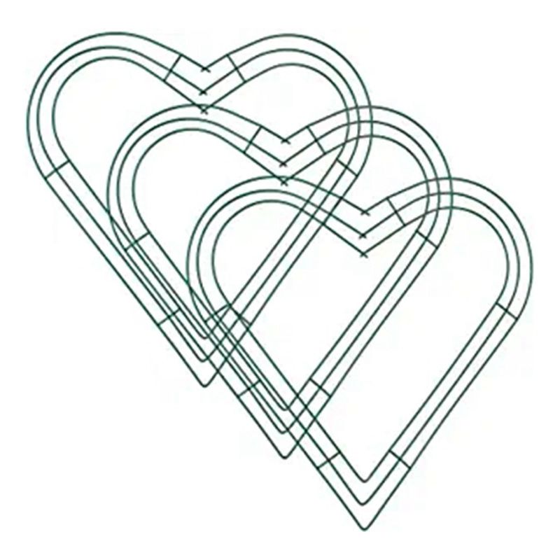 3 Pack Heart Metal Wreath 12 Inch Heart-Shaped Wire Wreath Frame for Home Wedding Valentine's Day DIY Crafts