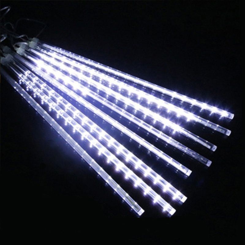 Hot 8 Tubes Meteor Shower LED String Light 30/50CM Holidays Waterproof Fairy Light Festival Decorations For Outdoor Street 2022--Warm White--30CM