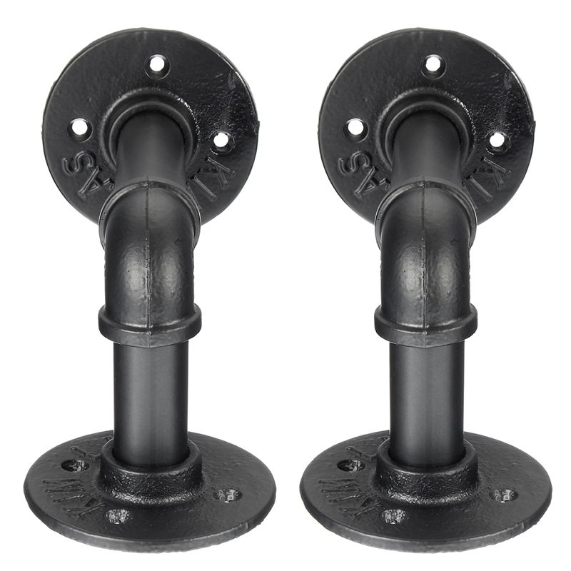 2 Pieces Of Industrial Black Tube Shelf Bracket Wall-Mounted Floating Shelf Wall-Mounted Hardware DIY Home Decoration