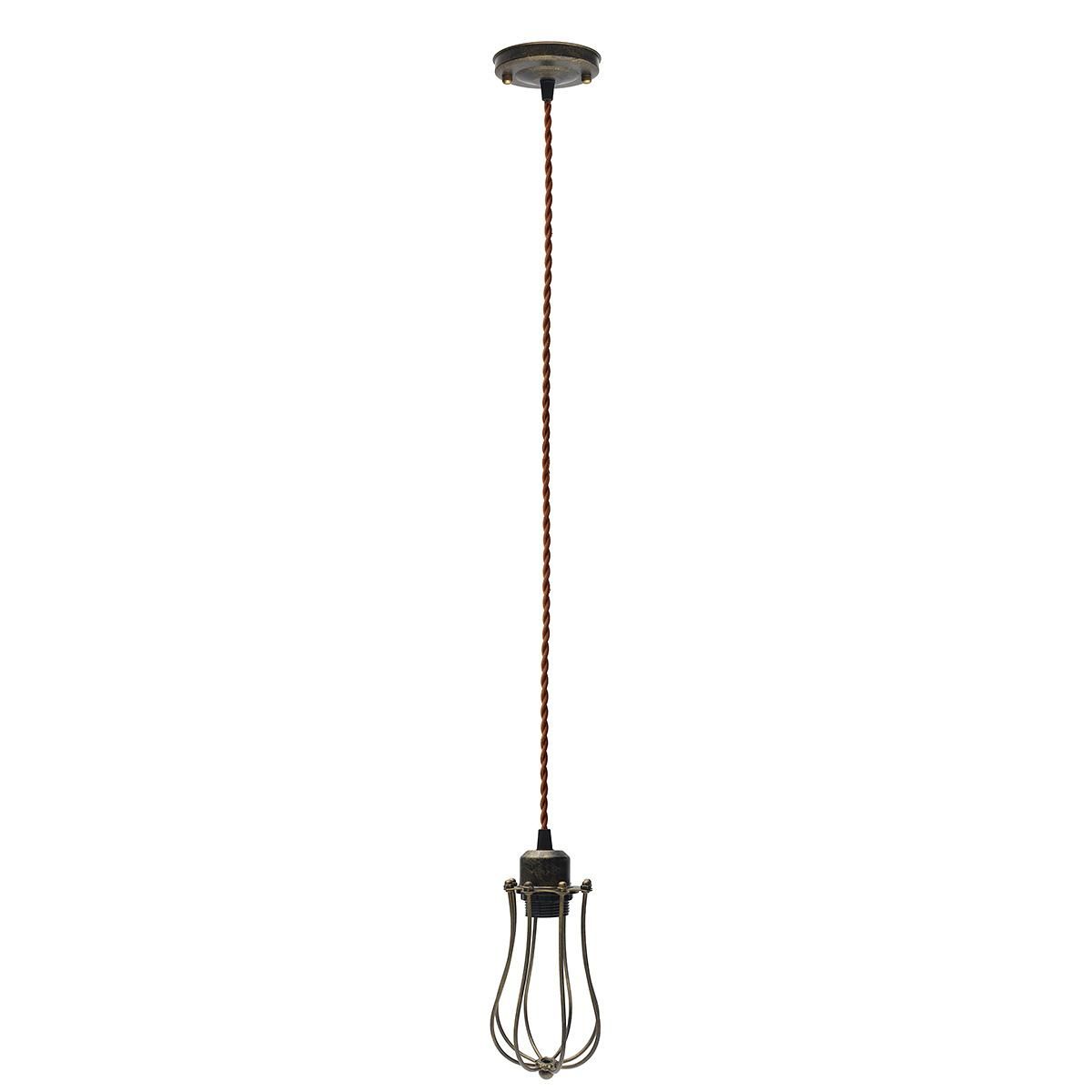 Vintage Pendant Trouble Light Bulb Guard Wire Cage Ceiling Hanging Lampshade 2M