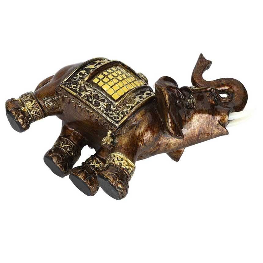Lucky Elephant Statue Resin Crafts Natural Carved Animal Ornaments Decoration