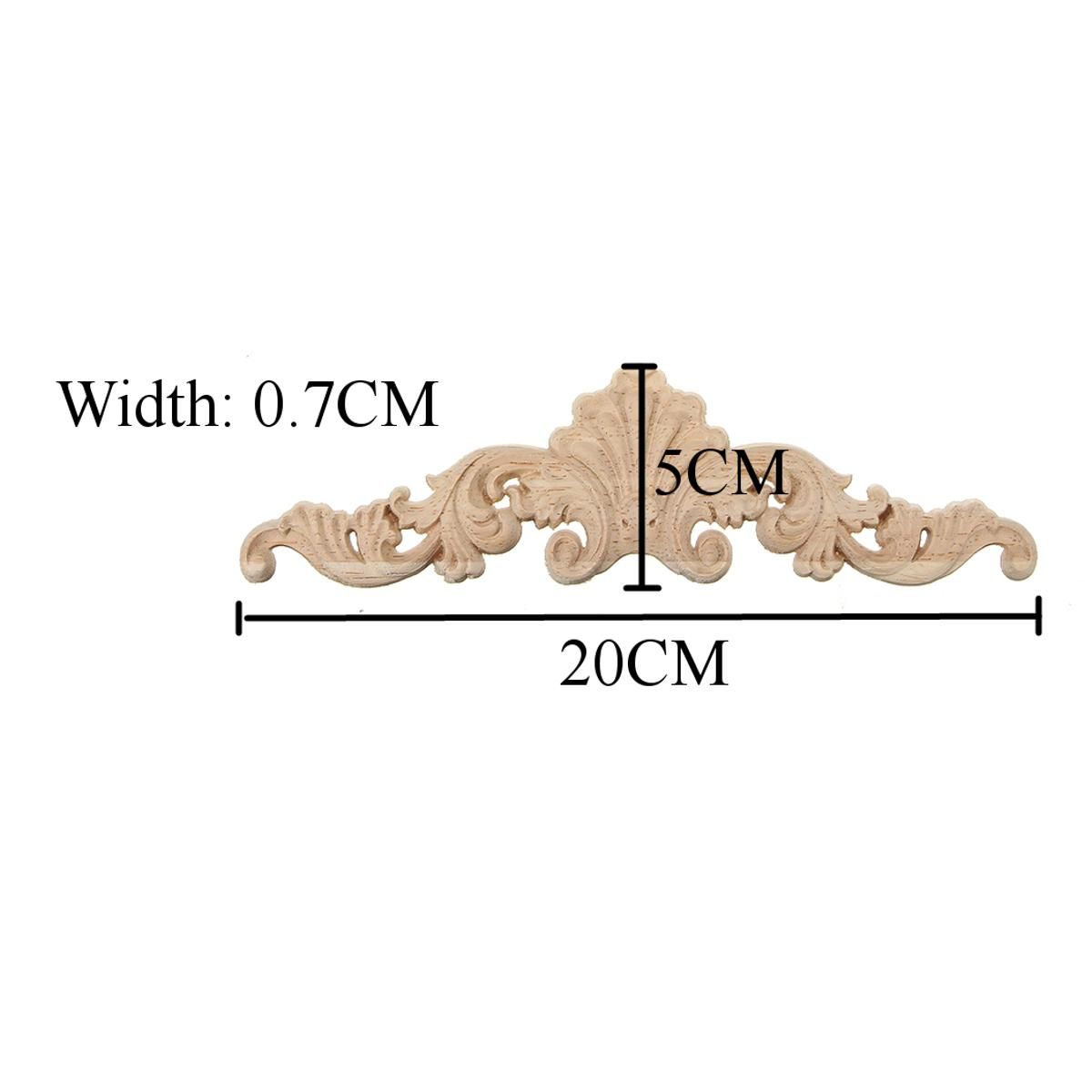 NEW Wood Carved Corner Onlay Applique Frame Decor Furniture Craft Unpainted -- 30*8*1 cm / 20*5*0.7 cm