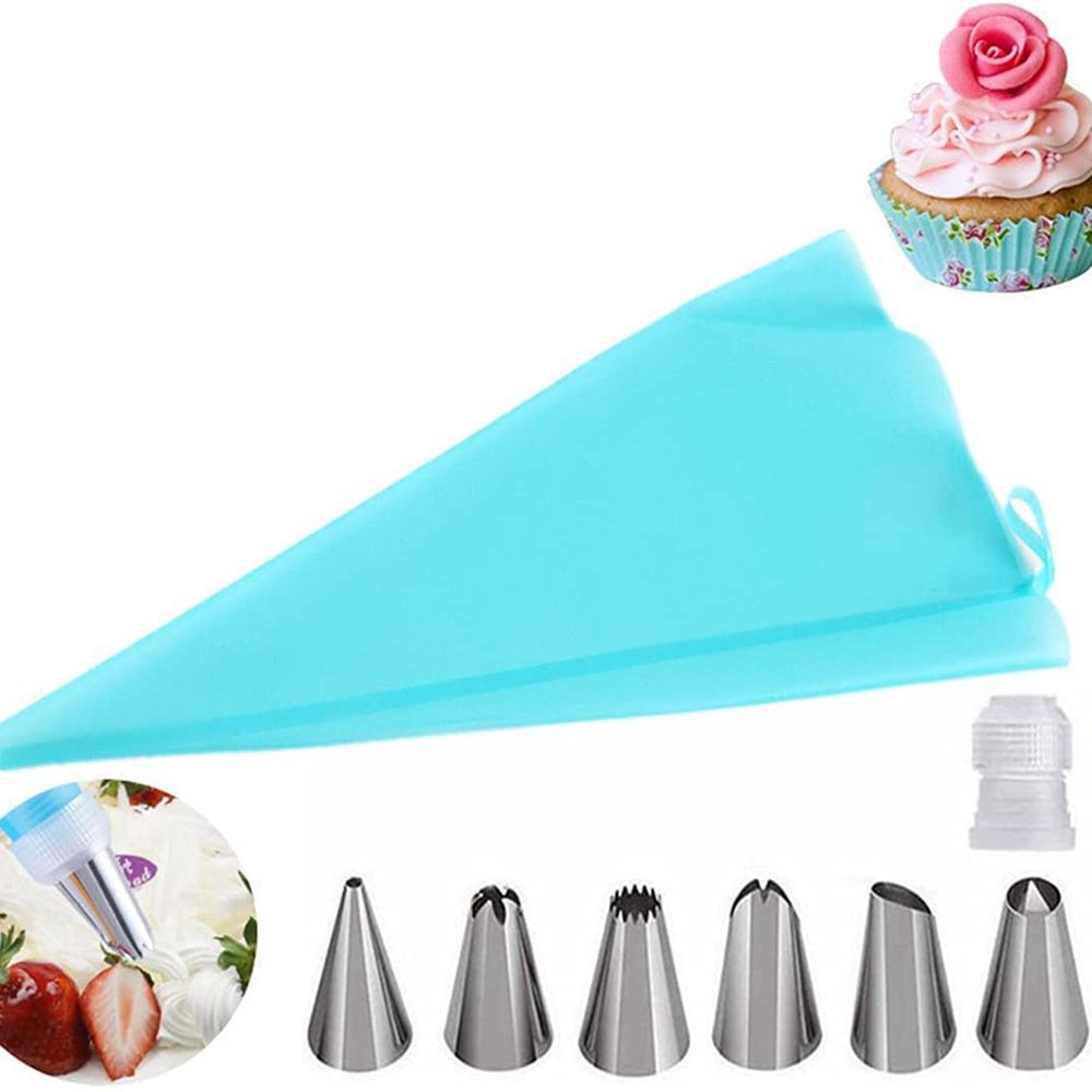 Cake Decorating Supplies Kit Set Baking Pastry Tools for Beginners Cake Nozzles Coupler and Reusable Pastry Bag-Pink