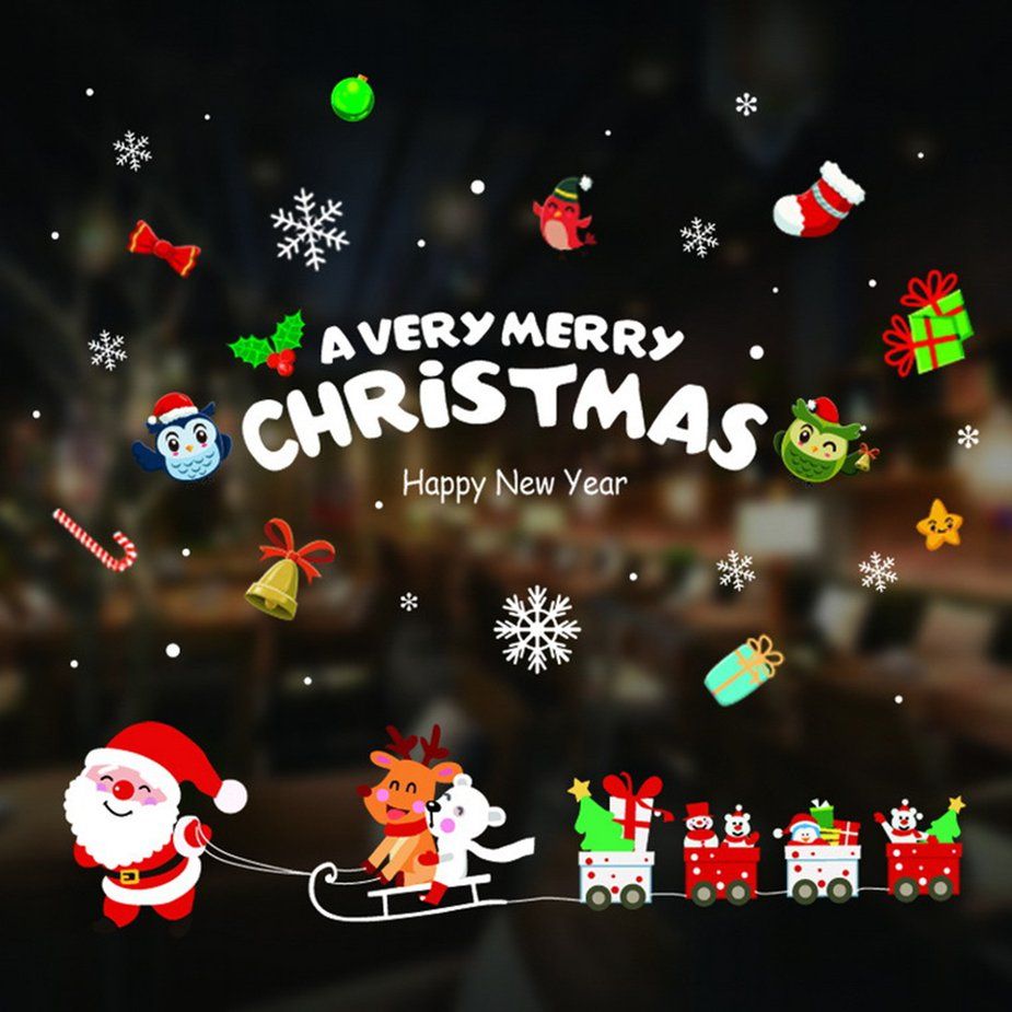 Christmas Decorations Cartoon Decoration PVC Window Static Stickers
