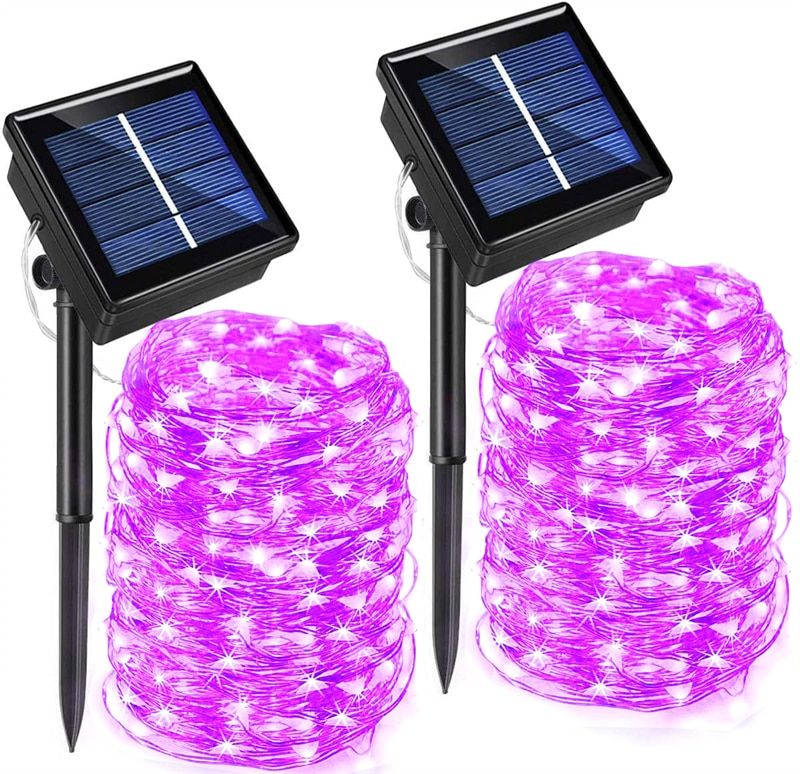 Solar Led Light Outdoor String Lights 5/10/20/30 Meters Waterproof Fairy Holiday Christmas Garland Solar Lamp Garden--pink-2pack--5M-50LED