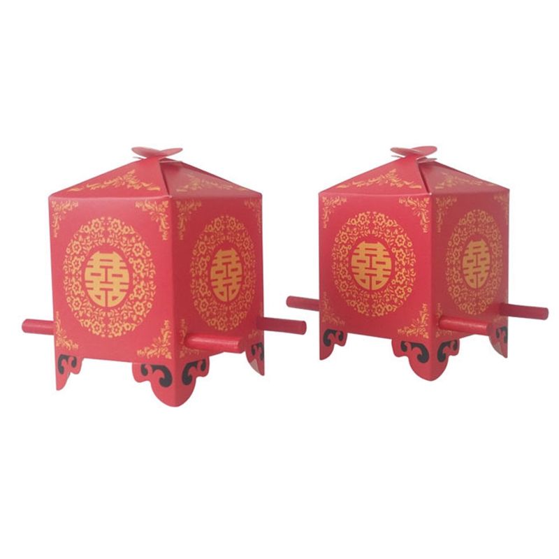 Chinese Asian Style Red Double Happiness Sedan Chair Wedding Favor Box 50PCS/LOT Party Gift Favor Candy Box(null)