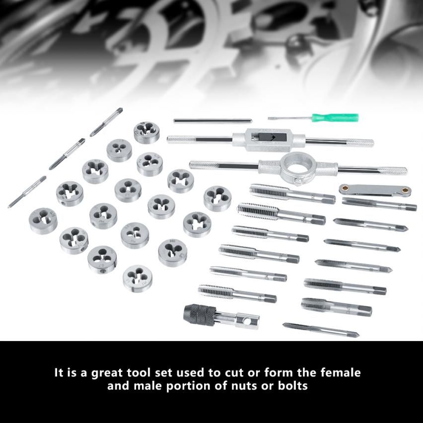 Set of masks and nuts screw nut kit with wrenc s thread gauge Hand tools for avy-duty tapping threading 40Pz