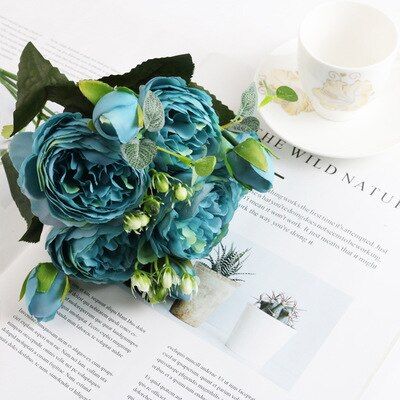 30cm Peony Artificial Rose Flowers Bouquet Silk Peony Bride Holding Flowers Wedding Home Decoration Party DIY Faux Spring