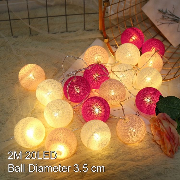 Cotton Ball LED String Lights Garland Beads LED Strips Fairy Light Outdoor Christmas Easter Decoration Bedroom String Light--4--By USB