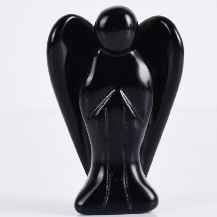 2 Inch Obsidian Mini Angel Figurines Miniatures Craft Natural Gemstone Dream Catcher Statue Chakra Healing vintage Home Decor