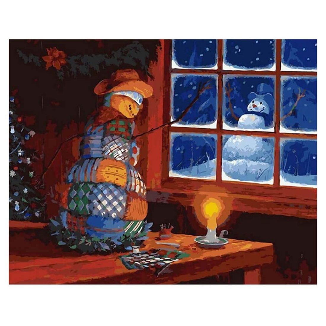 Harmony DIY Paint By Numbers, Canvas Painting Kit for Adults, Drawing Paintwork with Paintbrushes, Acrylic Pigment-Snowman