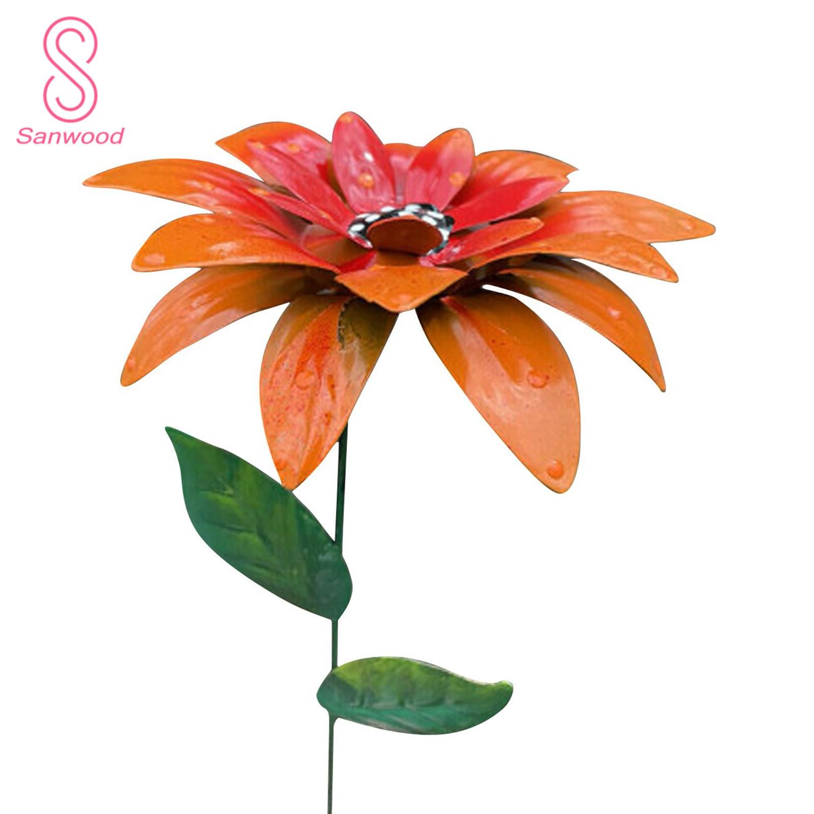 Floral Garden Stake Pastoral Style Elegant Vivid Lawn Metal Flower Stick