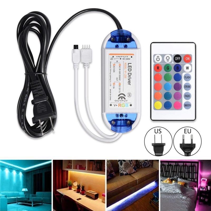 LED Transformers LED Power Supply Adapter RGB LED Strip 24Key Remote Fit For 12v