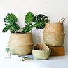 Stylish Seagrass Woven Foldable Toy Clothes Basket Home Storage Bucket