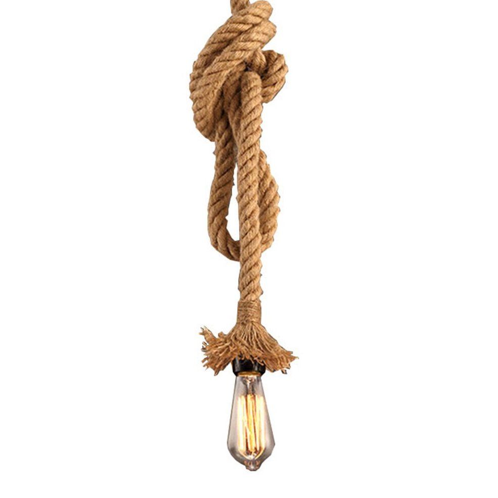HA Vintage Design Hemp Rope Pendant Light Lamp Countryside Style Hanging Lamps