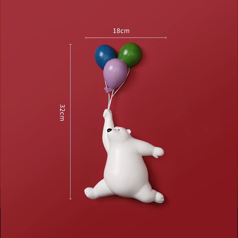 Balloon Bear Figurines For Interior Creative Resin Statue Nordic Home Decoration Wall Mount Modern Figurine Room Decoration