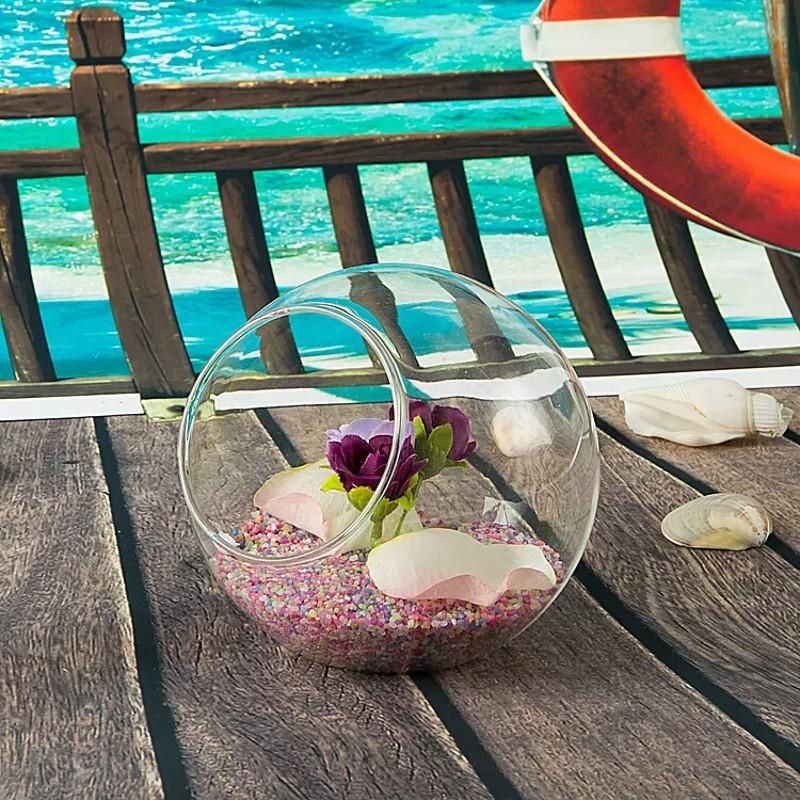 Transparent Glass Vase Fish Tank Hydroponic Flower Vase Round Vasos Decorativos Glass Vases Fishbowl - Transparent color 10cm