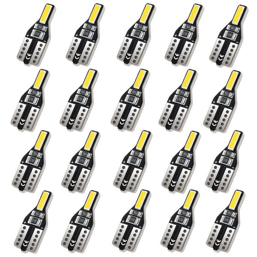 OIMG 20Pcs Led T10 501 194 W5W 7020Smd Car Canbus Error Free Wedge Light Bulb White