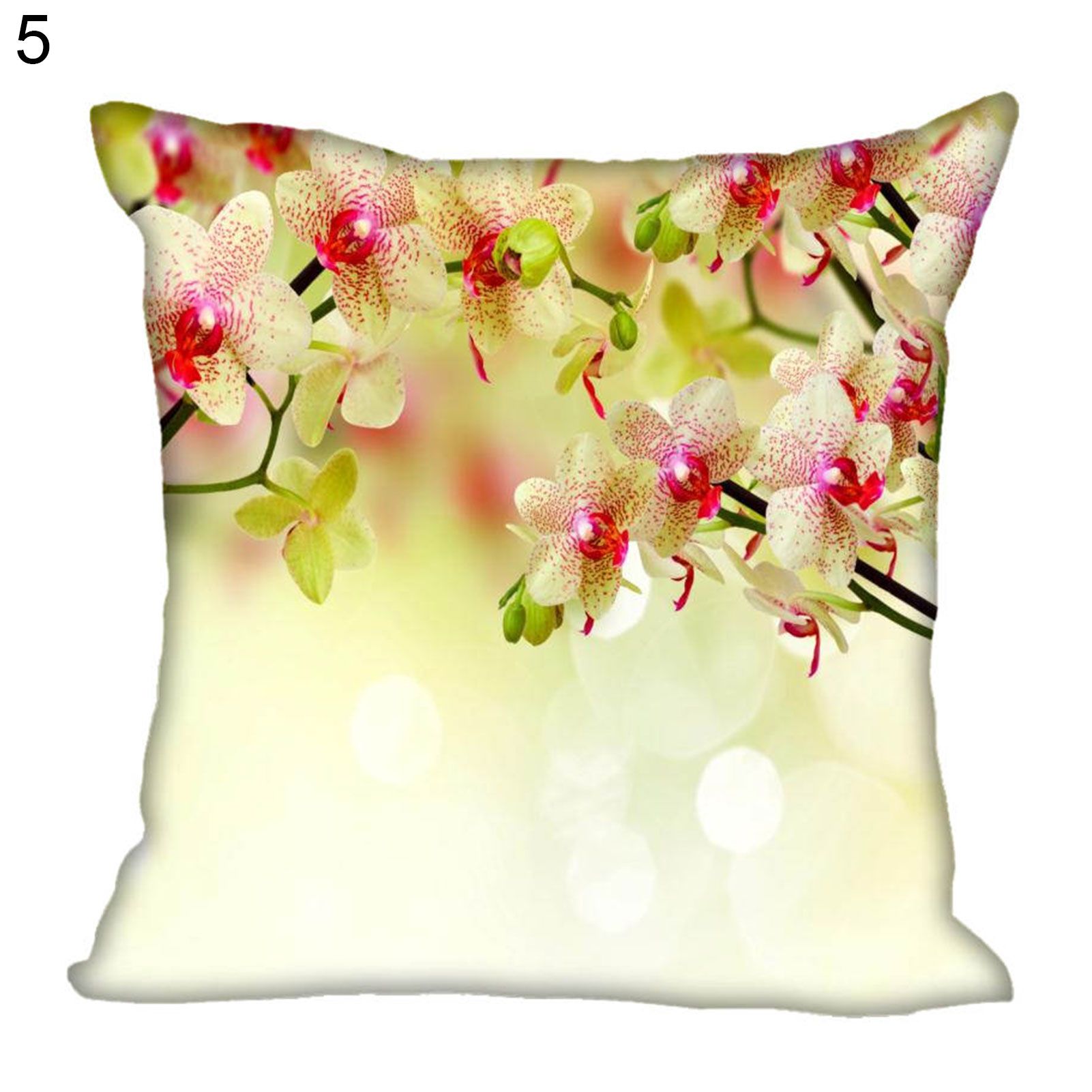 Pillow Cover Orchid Flower Print Home Decor Polyester Decorative Throw Pillowcase for Living Room