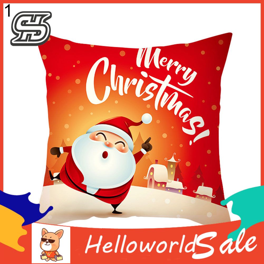Santa Claus Print Sofa Throw low Case Cushion Cover Car Home Christ Decor