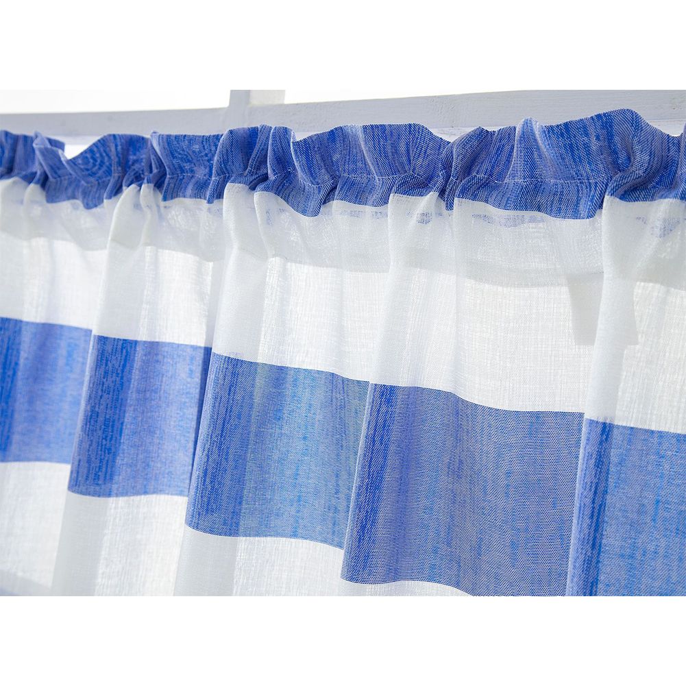 Yfashion Rod Style Stripe Printing Roman Short Curtain for Kitchen Cafe e Decor