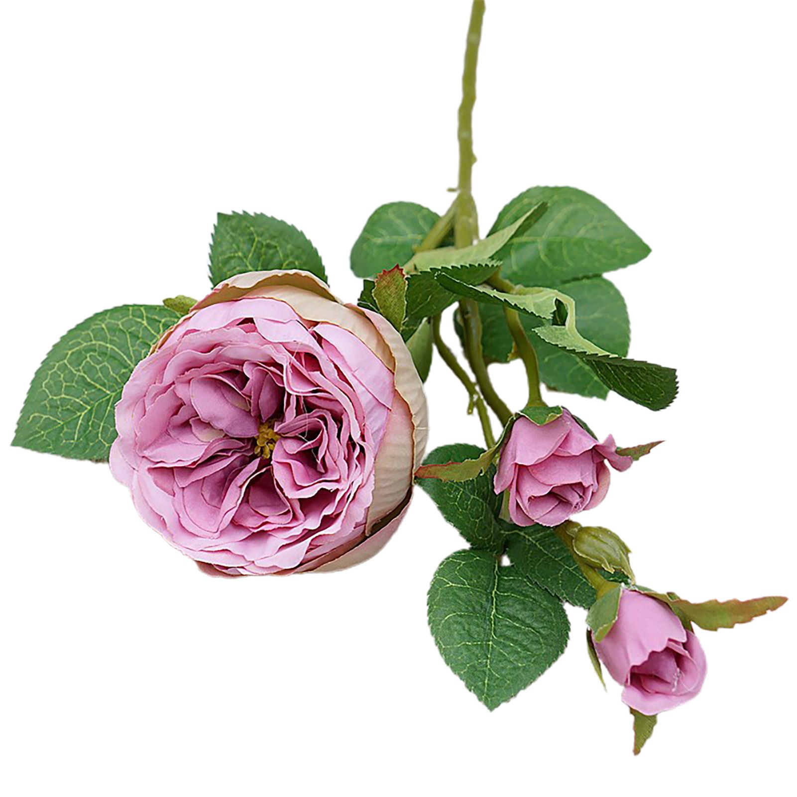 Artificial Flower Realistic Fade-resistant 3-heads Photography Prop Simulation Rose for Wedding
