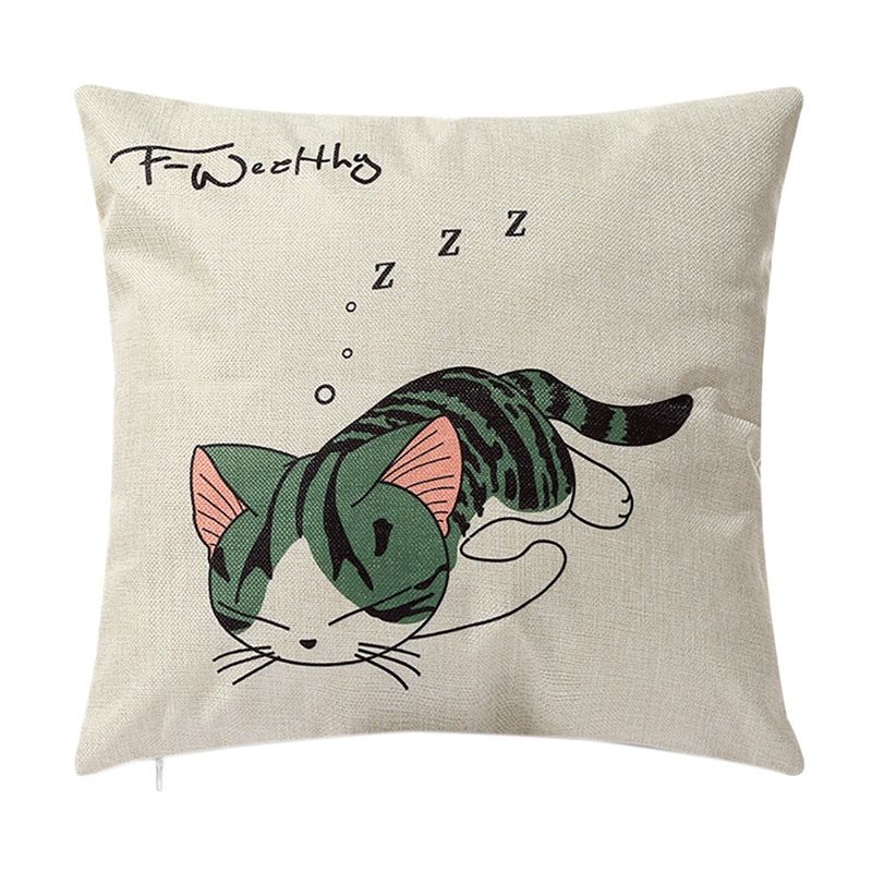 Cat Square Pillowcase Home Decor Linen Pillow Cases Cushion Covers for Sofa Car Fashion Pattern Gift 45X45cm