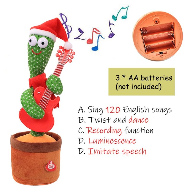 ChristGifts  Dancing Cactus Electron Plush Toy Soft Plush Doll Babies Cactus That Can Sing And Dance Voice Interactive Bled