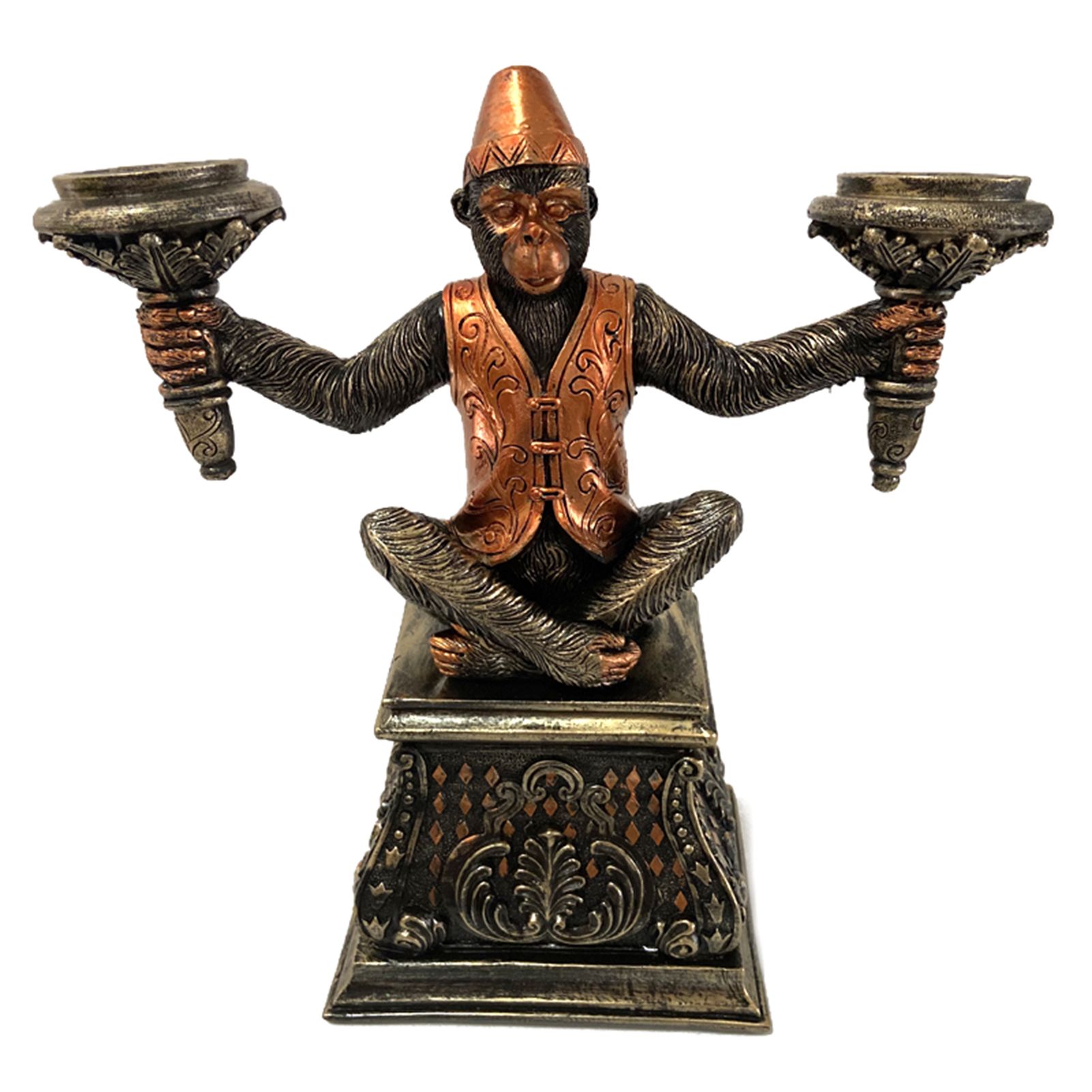 Livecity Candlestick Holder Monkey Image Eye-catching Vintage Style Religious Animal Home Candelabrum Garden Decor