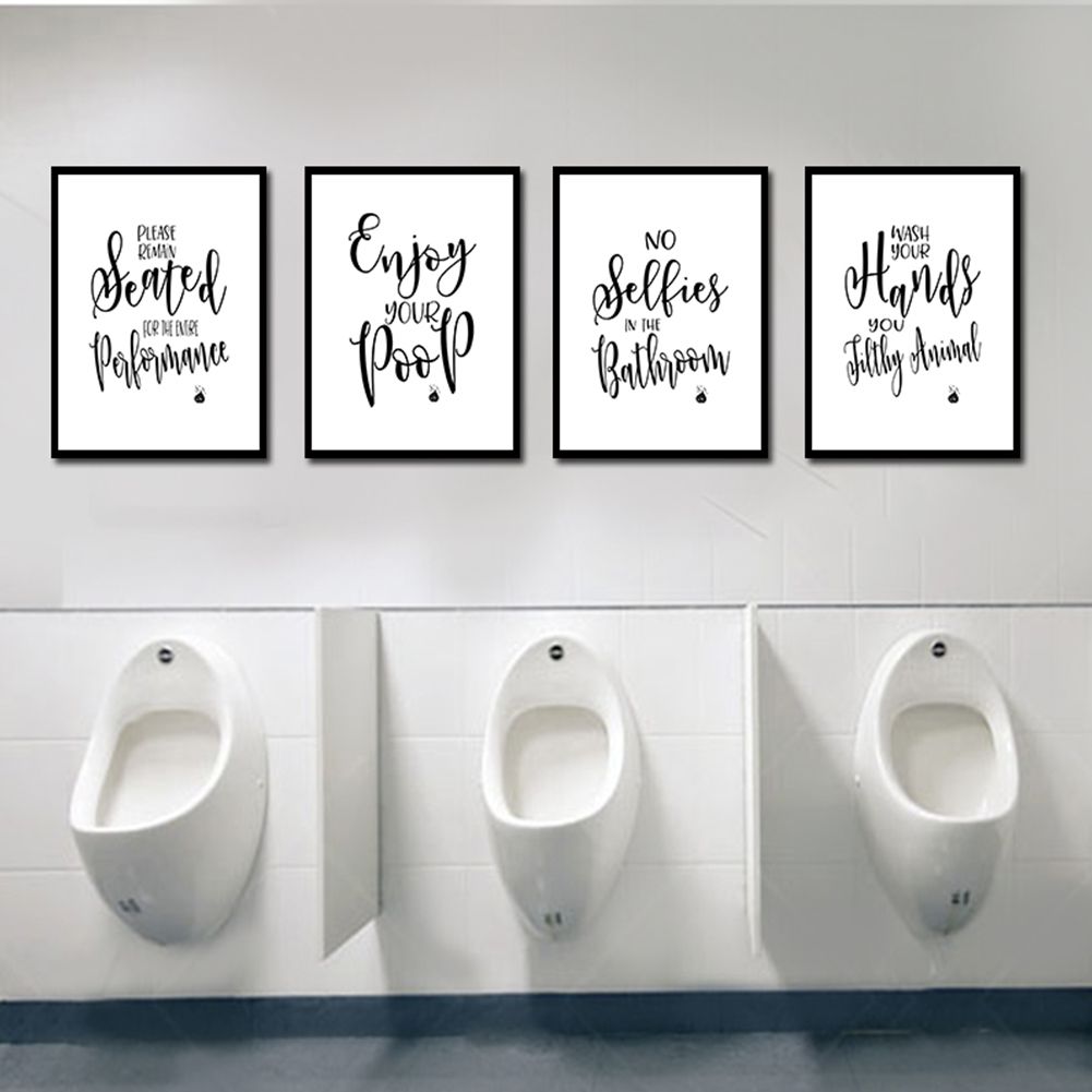 Yfashion 4PCS 8X10inch Elegant Bathroom Decorated Inspirational Words Stylish Picture e Hotel Decoration