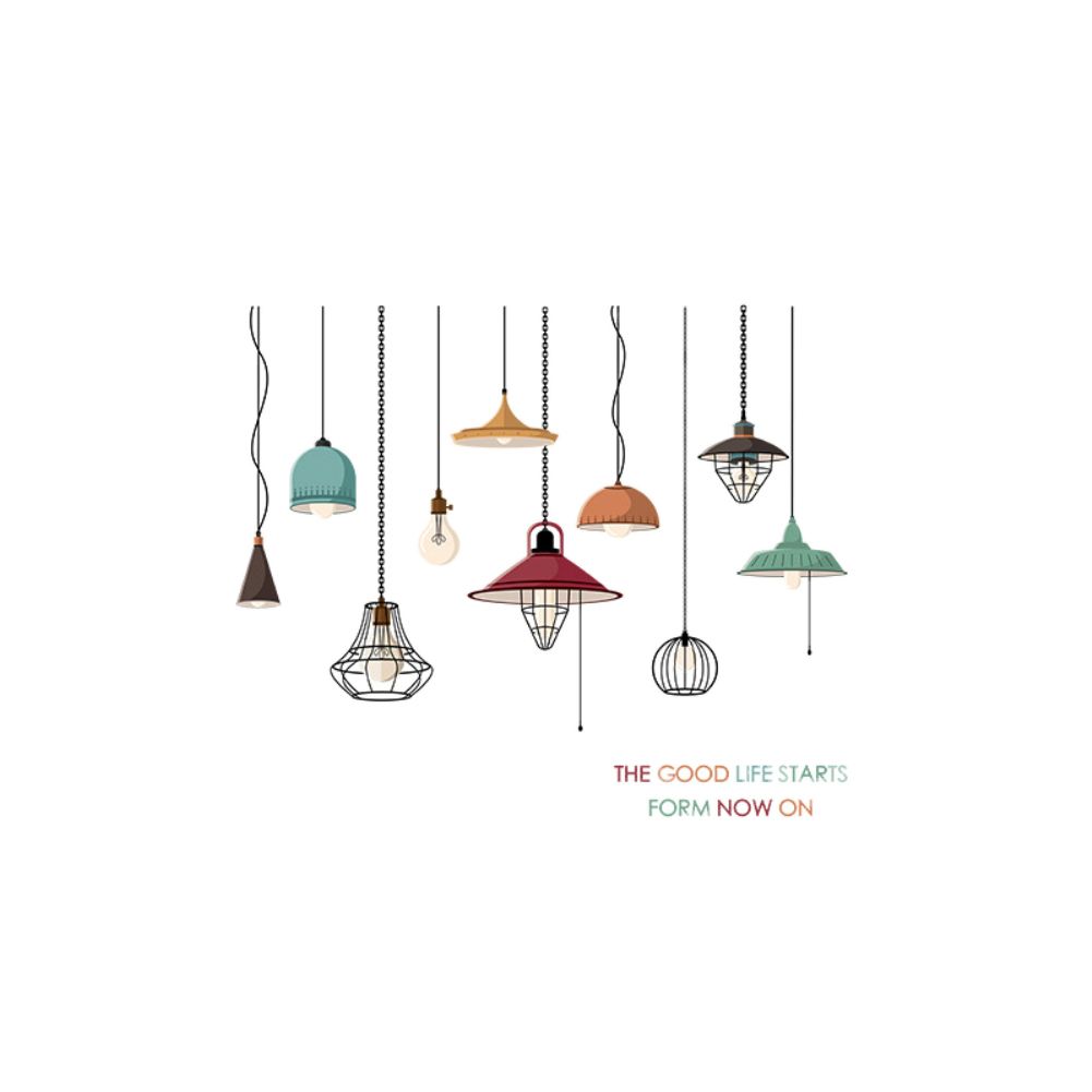 2Pcs/Set Colorful Ceiling Lamp Wall Sticker Decal Mural Decor for Kids Room