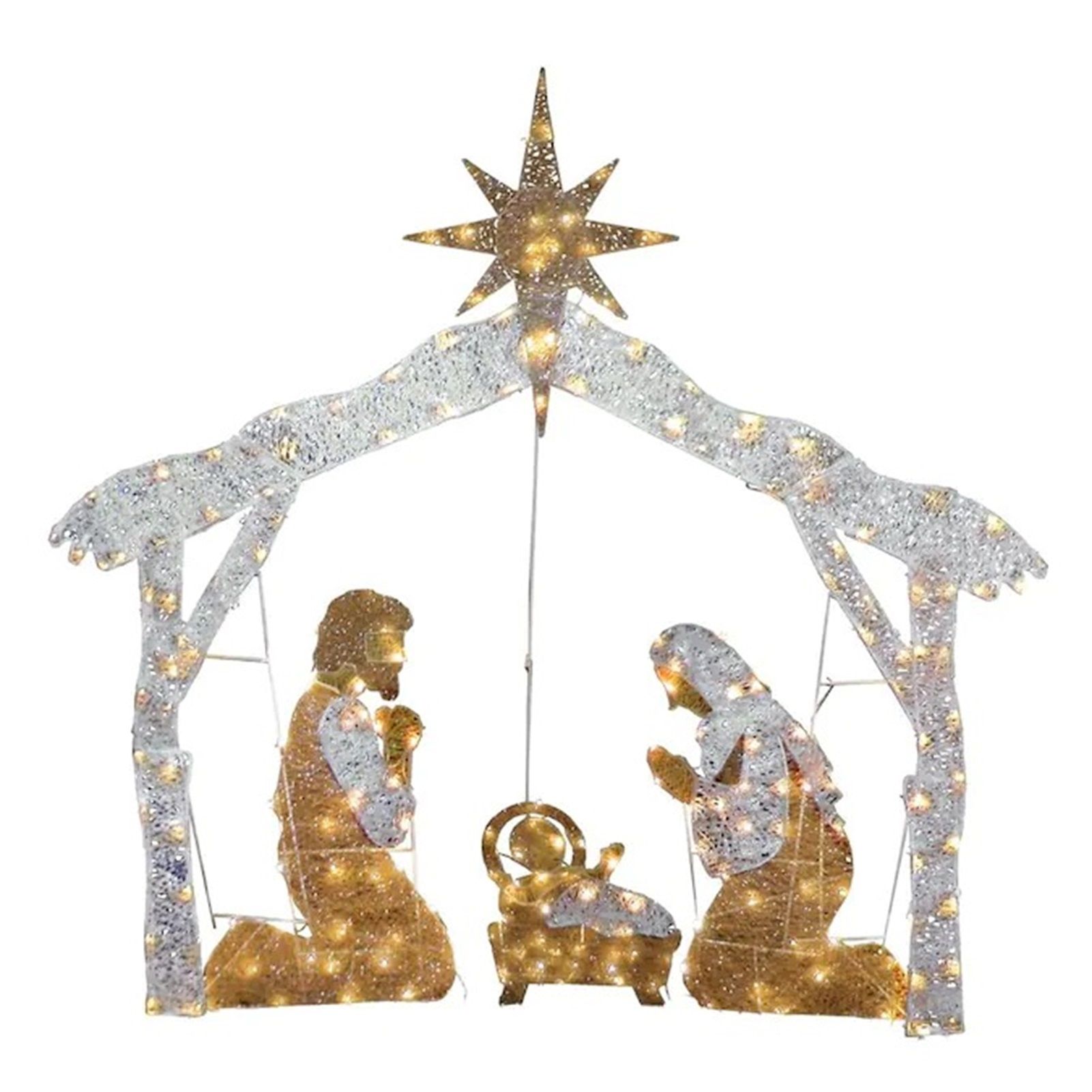 Nativity Scene Set Clear Printing Light up Christ Nativity Scene Set
