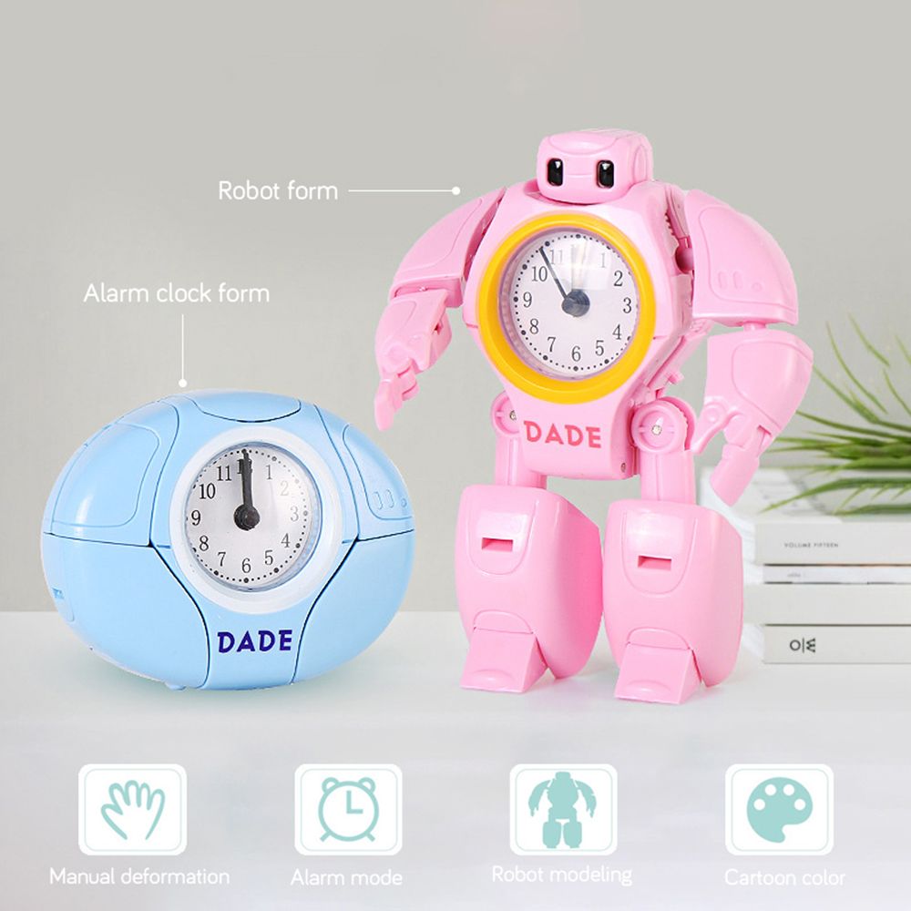 Child Robot Alarm Clock Kid Toy Deformation Robot Table Clocks Creative Cartoon Desk Clock for Students Kids Gift High Quality(null)