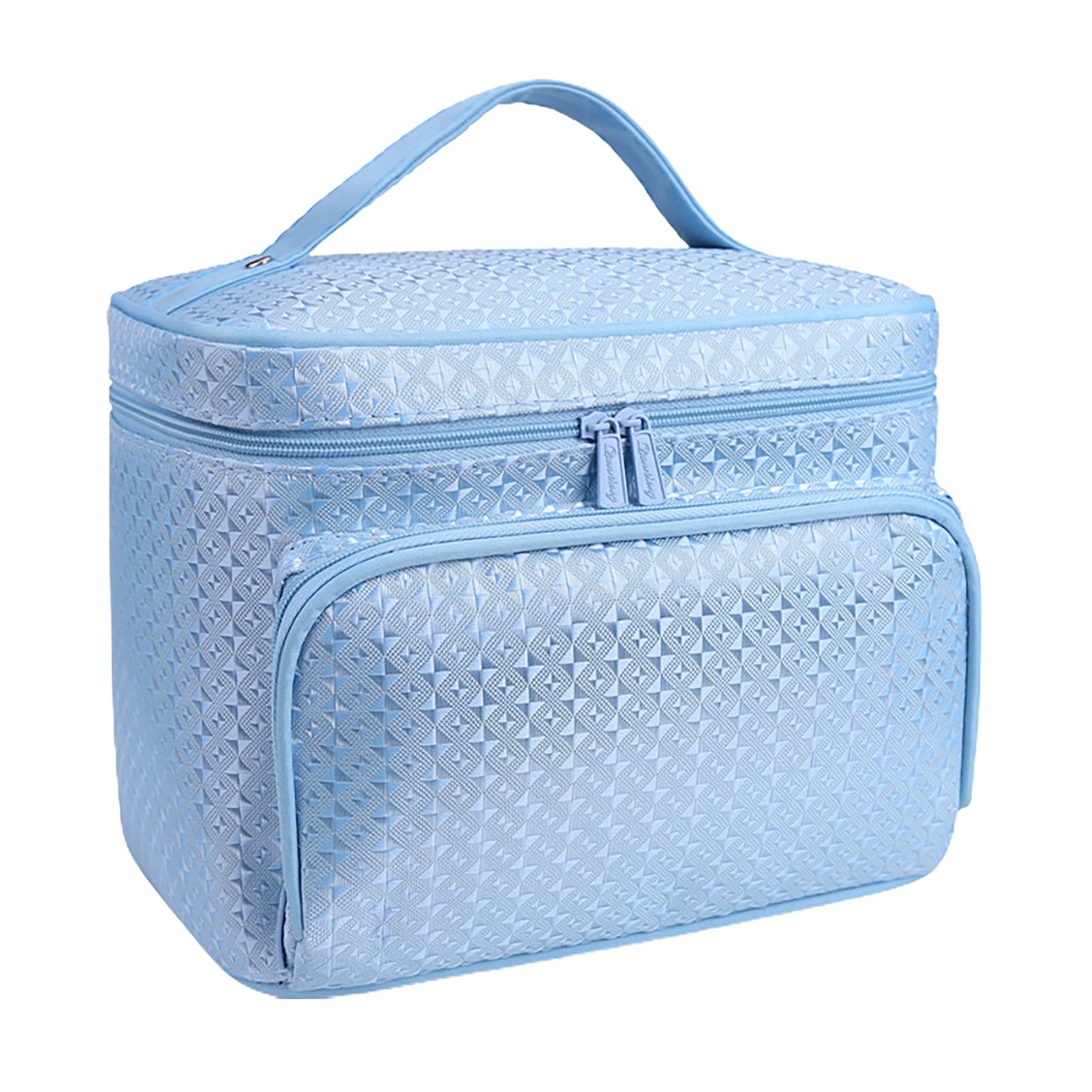 Multi-pockets Makeup Bag with Two-way Zipper Polyester Women Girls Makeup Organizer for Bedroom