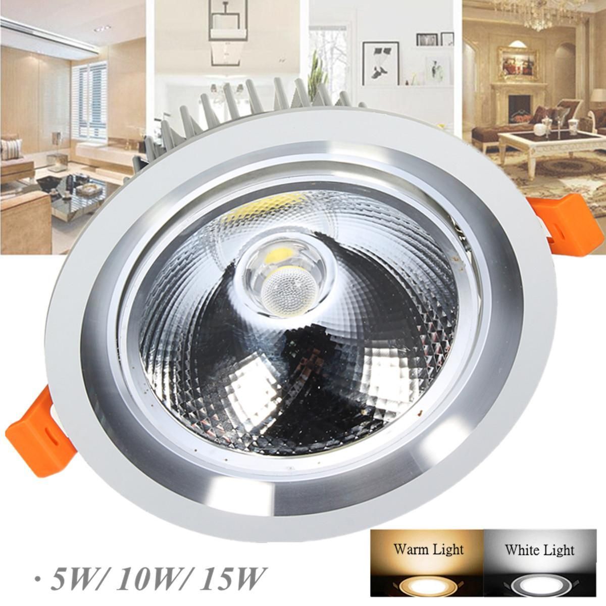 220V Adjustable LED Round Recessed Ceiling Panel Flat Spot Light Lamp Downlight-Warm Light 5W