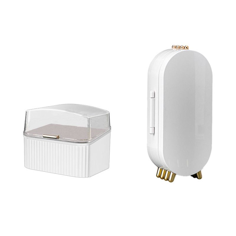 Foldable Jewelry Storage Box+Lipstick Storage Box 4 Doors Earrings Display Stand Bracelet Necklace Organizer White