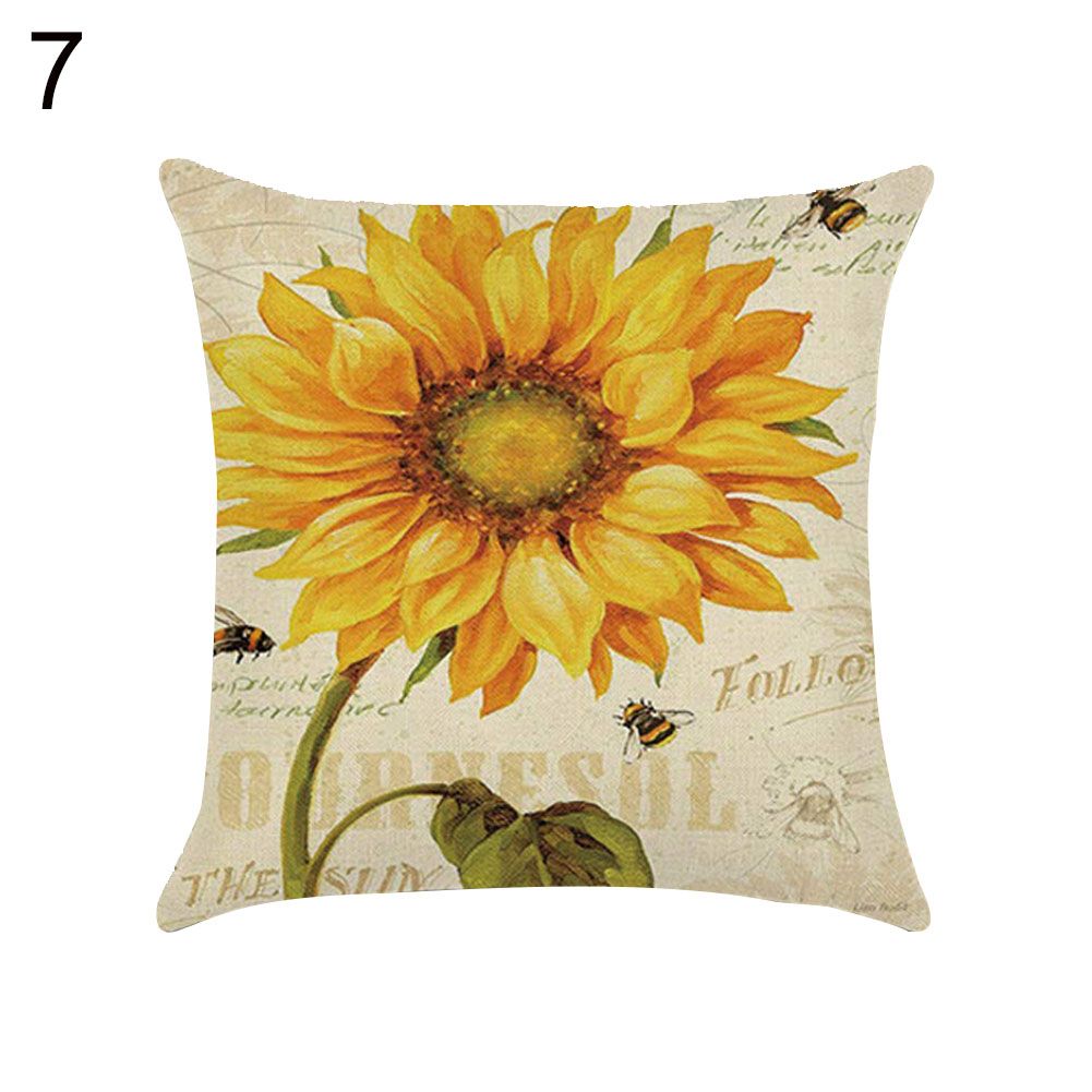 Vintage Flower Peacock Feather Linen Pillow Case Cushion Cover Sofa Home Decor