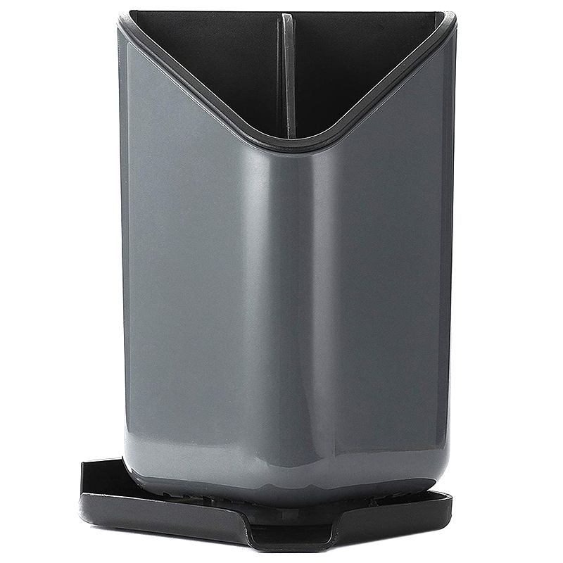 Utensil Holder Cutlery Flatware Organizer Countertop Utensil Crocks Kitchen Utensil Caddy with Removable Divider(Gray)