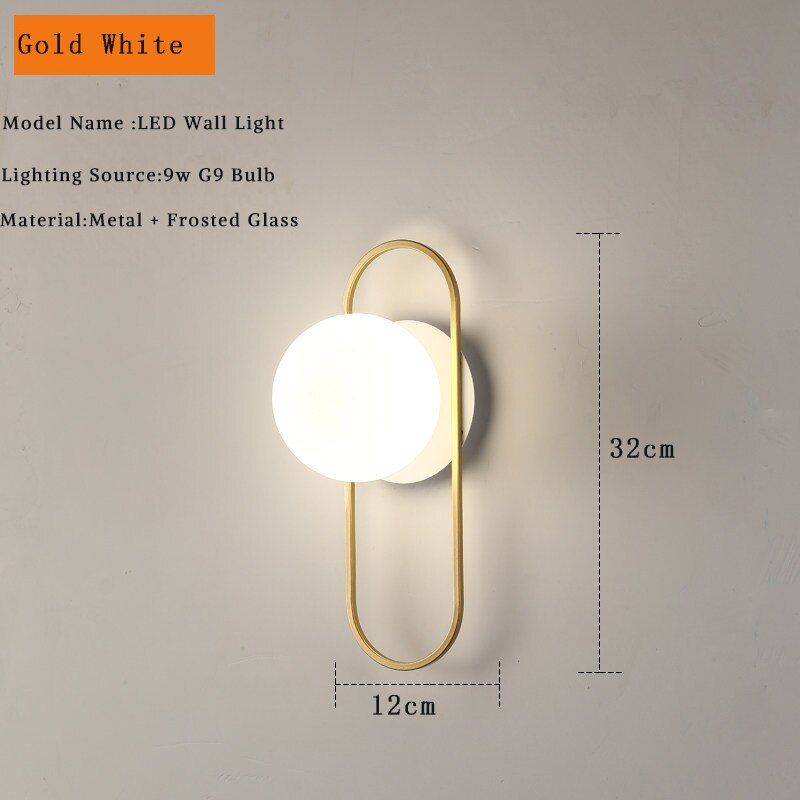 Indoor LED Wall Lighting Modern Wall Lamp for Bedroom with 9w G9 Bulb Wall Sconce for Home Lighting with Frosted Glass 110-220V