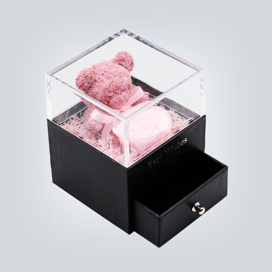 Home Decor Teddy Rose Bear Jewelry Box For Women Wedding Party Valentines Day Birthday Christmas Gift Eternal Rose Dorpshipping