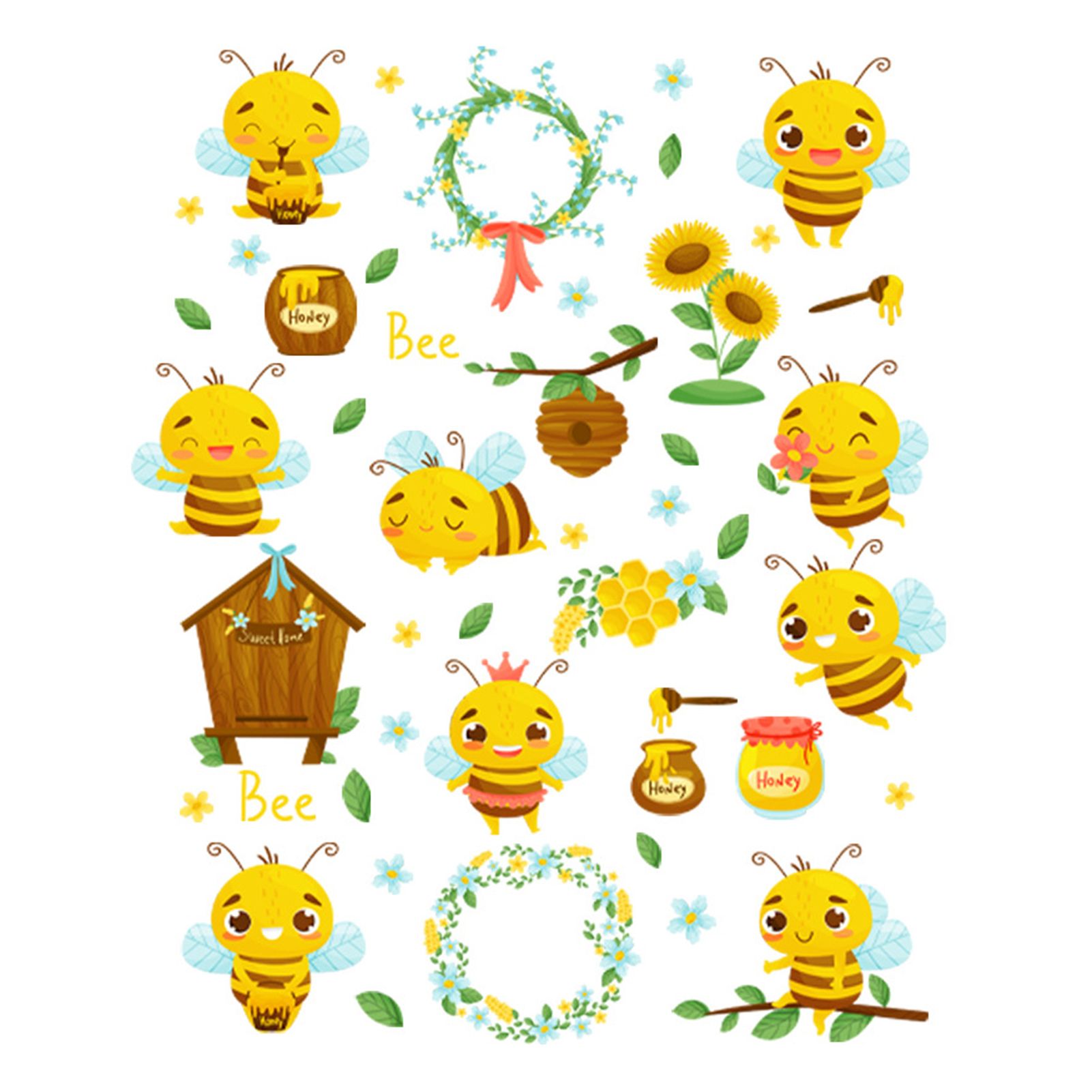2Pcs Wall Stickers Self-Adhesive Waterproof PVC Bee Spring Window Decals Wall Tile Stickers for Home